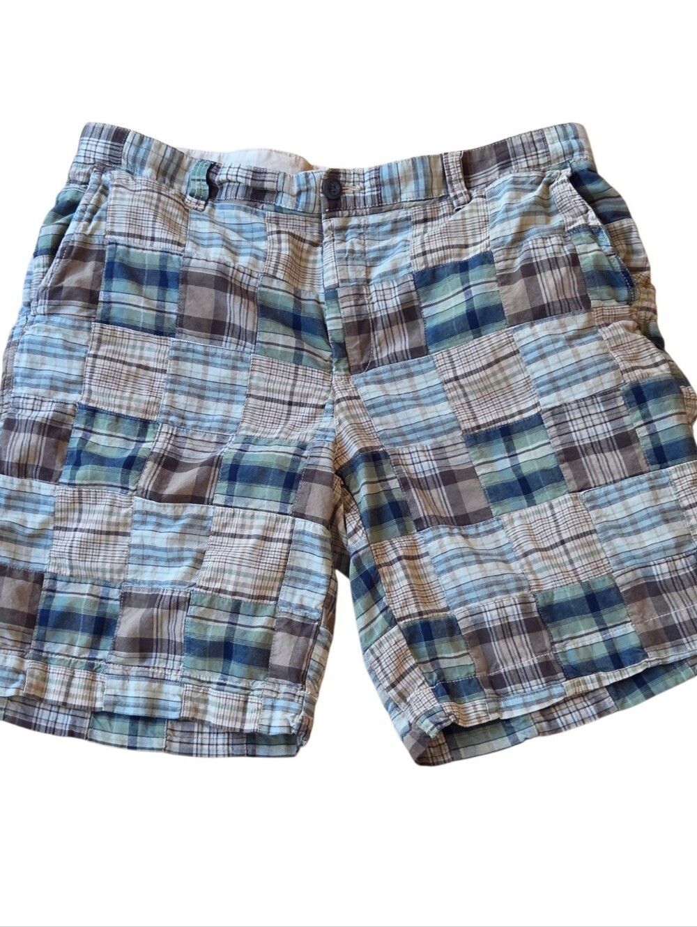 Club Room 100% Cotton Patchwork Madras Shorts Fall Colors Men's size 38 Preppy